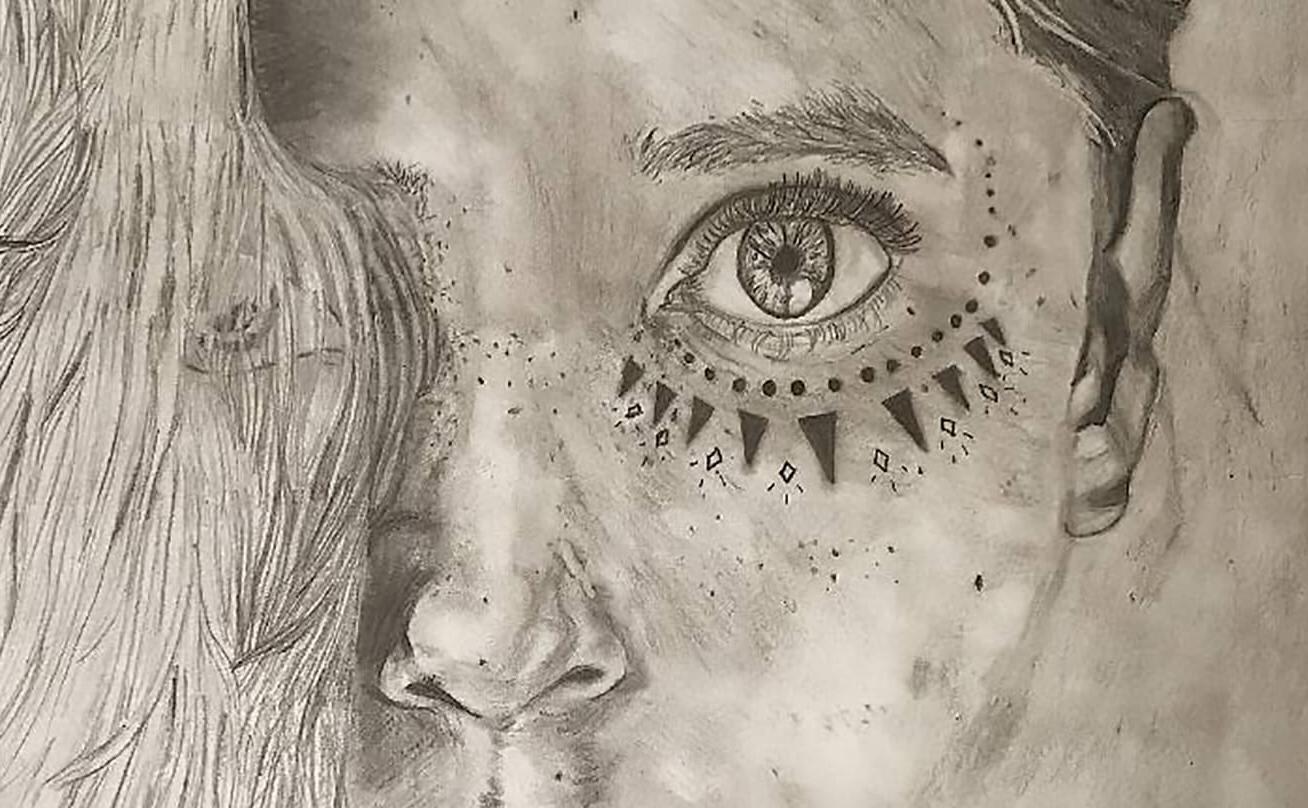 Pencil drawing of a woman's eye